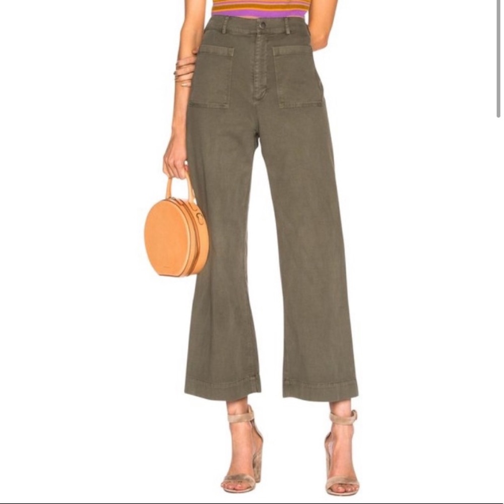 A.L.C. Finley High Waist Wide Leg Pants Green